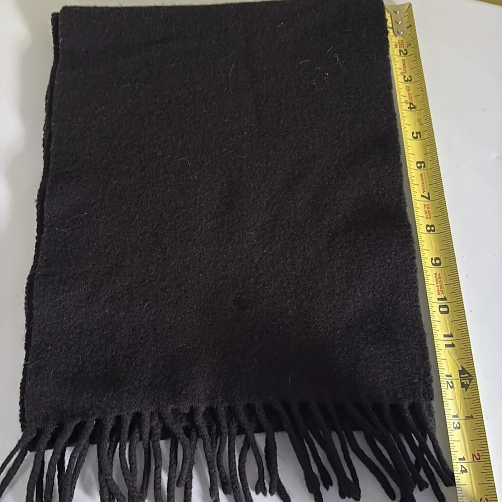 Polo Ralph Lauren Black Lambswool Made in Scotland Muffler Scarf 10” x 52”